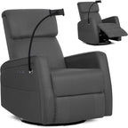 Evolur Maverick Upholstered Power Glider Recliner with Device Holder – Swivel, Rocking & Smooth Power Recline – Greenguard Gold & FSC Certified, Modern Nursery and Living Room Chair in Tempered Grey