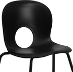 Flash Furniture 5 Pack HERCULES Series 770 lb. Capacity Designer Black Plastic Stack Chair with Black Frame