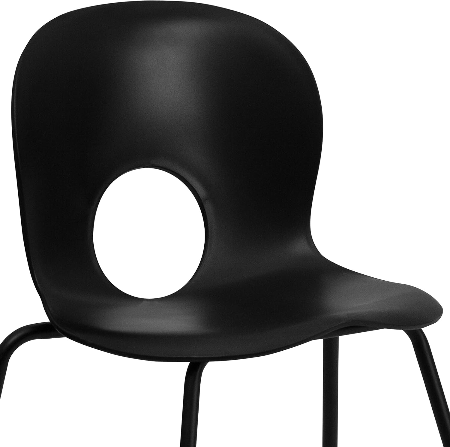 Flash Furniture 5 Pack HERCULES Series 770 lb. Capacity Designer Black Plastic Stack Chair with Black Frame