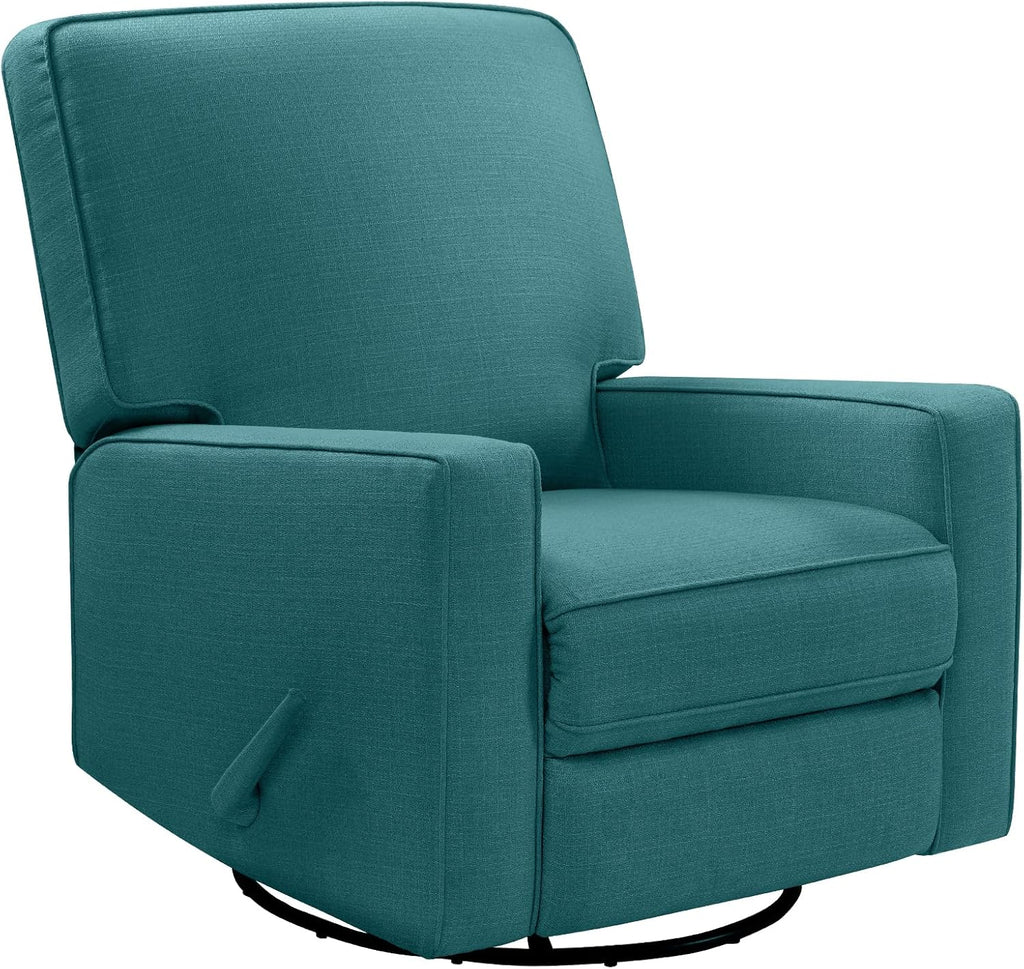 Swivel Rocker Recliner Chair, 360°Swivel Nursery Chair for Adults, Manual Reclining 30°Rocking Glider with Linen Fabric, Solid Wood & Metal Frame, Living Room, Bedroom