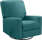 Swivel Rocker Recliner Chair, 360°Swivel Nursery Chair for Adults, Manual Reclining 30°Rocking Glider with Linen Fabric, Solid Wood & Metal Frame, Living Room, Bedroom