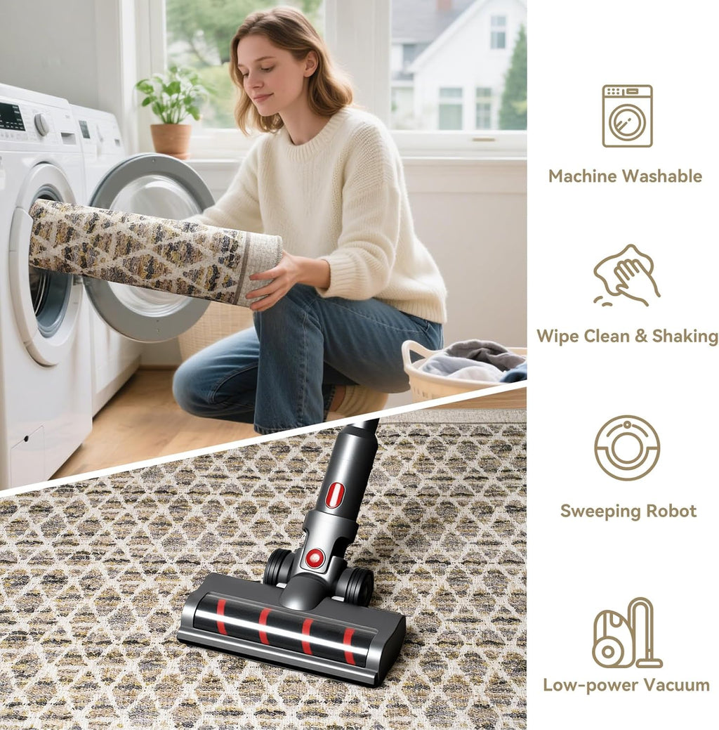 Washable Runner Rug 2x6 for Hallway, Non Slip Kitchen Runner Rug, Soft Low Pile Indoor Carpet Runner for Entryway, Laundry Room, Bedroom Decor (2'x6', Beige)