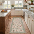 GENIMO 2x5 Runner Rug Non Slip Machine Washable Low Pile for Hallway Kitchen Laundry Room Bedroom Bathroom, Butterfly Garden Print Pattern Light Weight, Dusty Sage