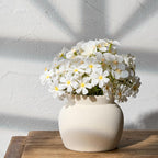 SIDUCAL Ceramic Flower Vase with Wide Mouth Lace, 4.8 Inch Pottery Rustic Farmhouse Boho Vases, Small Terracotta Vase for Home Decor, Table, Living Room, Bathroom, Shelf, Wedding, White
