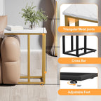 VECELO Universal C-Shaped Side Table, Multi-Functional Snack & TV Tray for Living Room, Bedroom, Gold (2 Set)