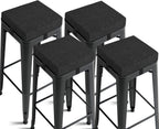 2.5" Thick Bar Stool Cushions with Ties Non-Slip 12"X12" Square Bar Stool Cushion with Machine Washable Cover Set of 4 Indoor Small Chair Pads for Cafe Bistro Stackable Metal Chair Black