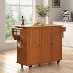 Ahomly Kitchen Island with Storage, Rolling Kitchen Island on Wheels with Drop Leaf, Interal Storage Rack, a Drawer, Spicy Rack and Towel Bar, Mobile Island Table for Kitchen, Brown