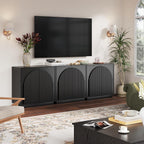 win2win Fluted Sideboard Buffet Cabinet with Storage, 31.5" Modern Accent Cabinet with Double-Layered Arch Doors, Small Wood Console Credenza for Living Room,Dining Room,Entryway,Hallway,Black,1PCS