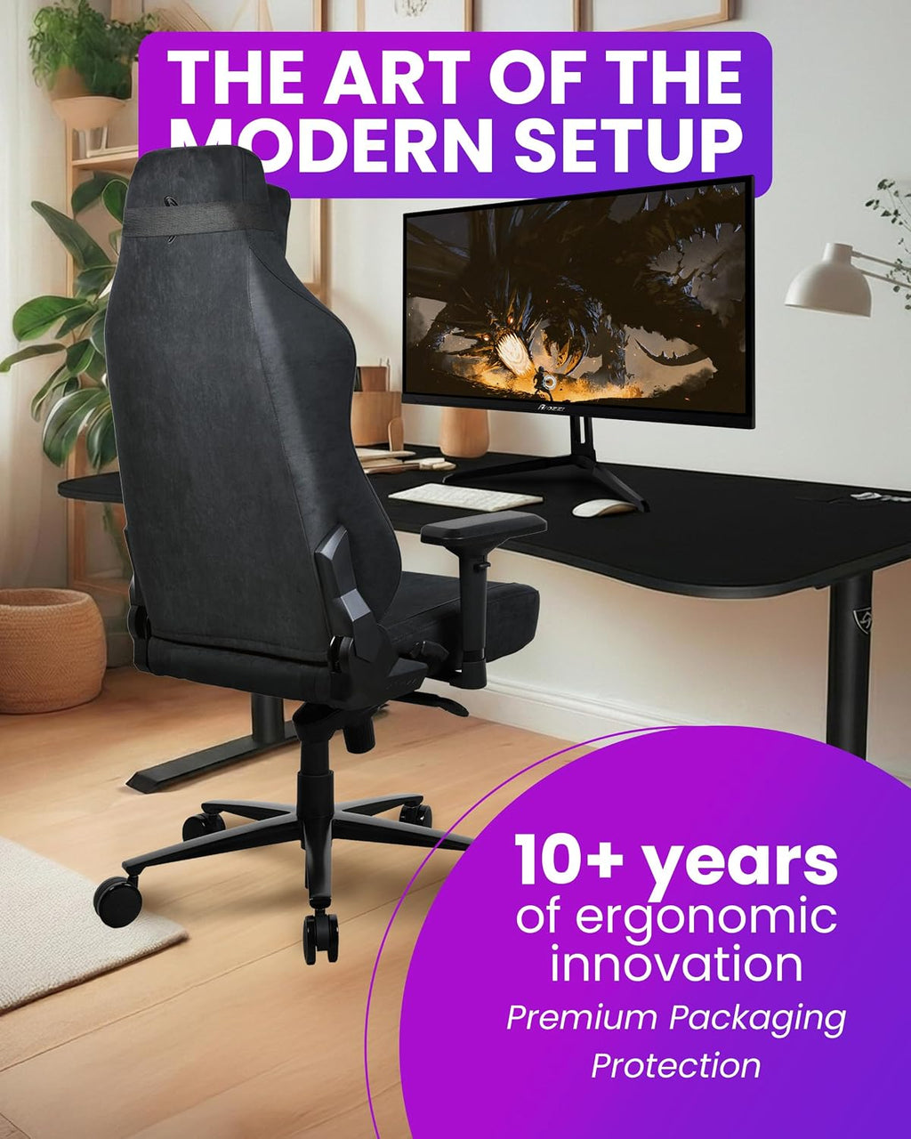 Arozzi Vernazza XL Soft PU Ergonomic Computer Gaming/Office Chair with High Backrest, Recliner, Swivel, Tilt, Rocker, Adjustable Height and Adjustable Lumbar and Neck Support - Pure Black