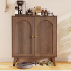 Sideboard Buffet Cabinet with Storage, Modern Accent Cabinet with Adjustable Shelf & Solid Wood Legs, Farmhouse Coffee Bar Cabinet for Living Room, Kitchen, Entryway, Walnut*2 pc