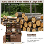 Large Fir Wood Potting Bench with Storage