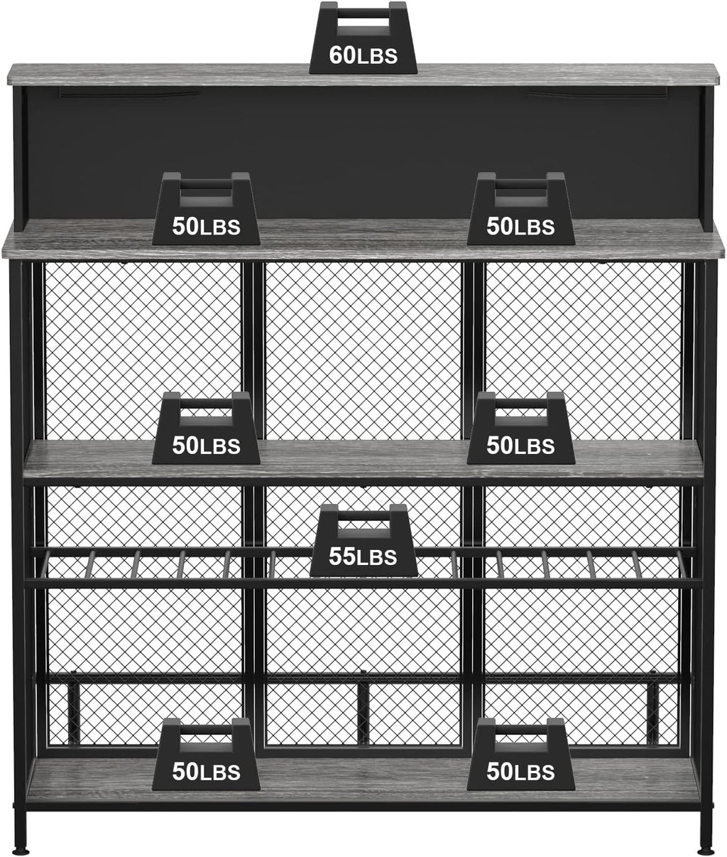 GDLF Home Bar Unit Mini Bar Liquor Cabinet with Storage and Footrest for Home Kitchen Pub (Grey)