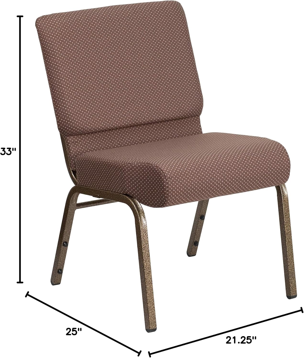 EMMA + OLIVER 4 Pack 21" W Stacking Church Chair in Brown Dot Fabric - Gold Vein Frame