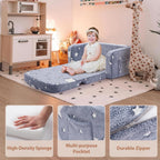 Foryoomi Extra Wide Kids Couch, 2-in-1 Soft Couch with Blanket, Glow in The Dark, Comfy Chair with Cloud Pillow, Convertible Sofa, Star