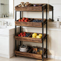 GOWE Stable Wood Storage Organizer,Fruit Vegetable Storage Rack Stand,Wine Rack Stand