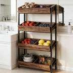 GOWE Stable Wood Storage Organizer,Fruit Vegetable Storage Rack Stand,Wine Rack Stand