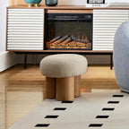 Polay Ottoman Pouf Seat Mushroom Stool Foot Rest with Plush Cushion, Wooden Barrel PVC Pipe Foot Stool for Sofa, Cute Ottoman Chair for Kids, Walnut Finish,A3