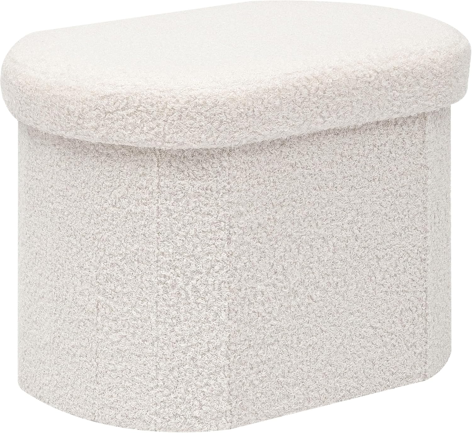 PINPLUS Storage Ottoman Boulce Tufted Oval Small Ottomans Bench Foot Rest with Storage, 16.1"x12.2"x12.2" (White)