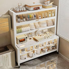 JKGHK Kitchen Pantry Storage Cabinet, Kitchens Baker's Rack with Acrylic Cabinet Door, Buffet Cabinets On Wheels with Pegboard, for Garage Pantry Home Spices(White,47x69in)
