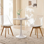 23.6" Round Dining Table for 2-4 Modern Circle Tulip Table with Metal Tulip Pedestal Base for Kitchen Dining Living Room Apartment Small Space Cafe, White