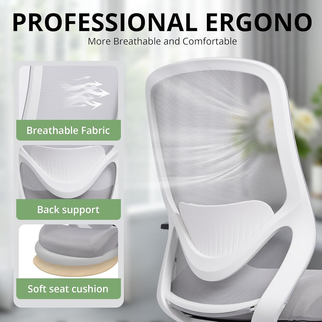 Office Drafting Chair, Tall Height Adjustable Ergonomic Office Chair with Footrest, High Back Desk Chair with Flip-up Armrests and Lumbar Support