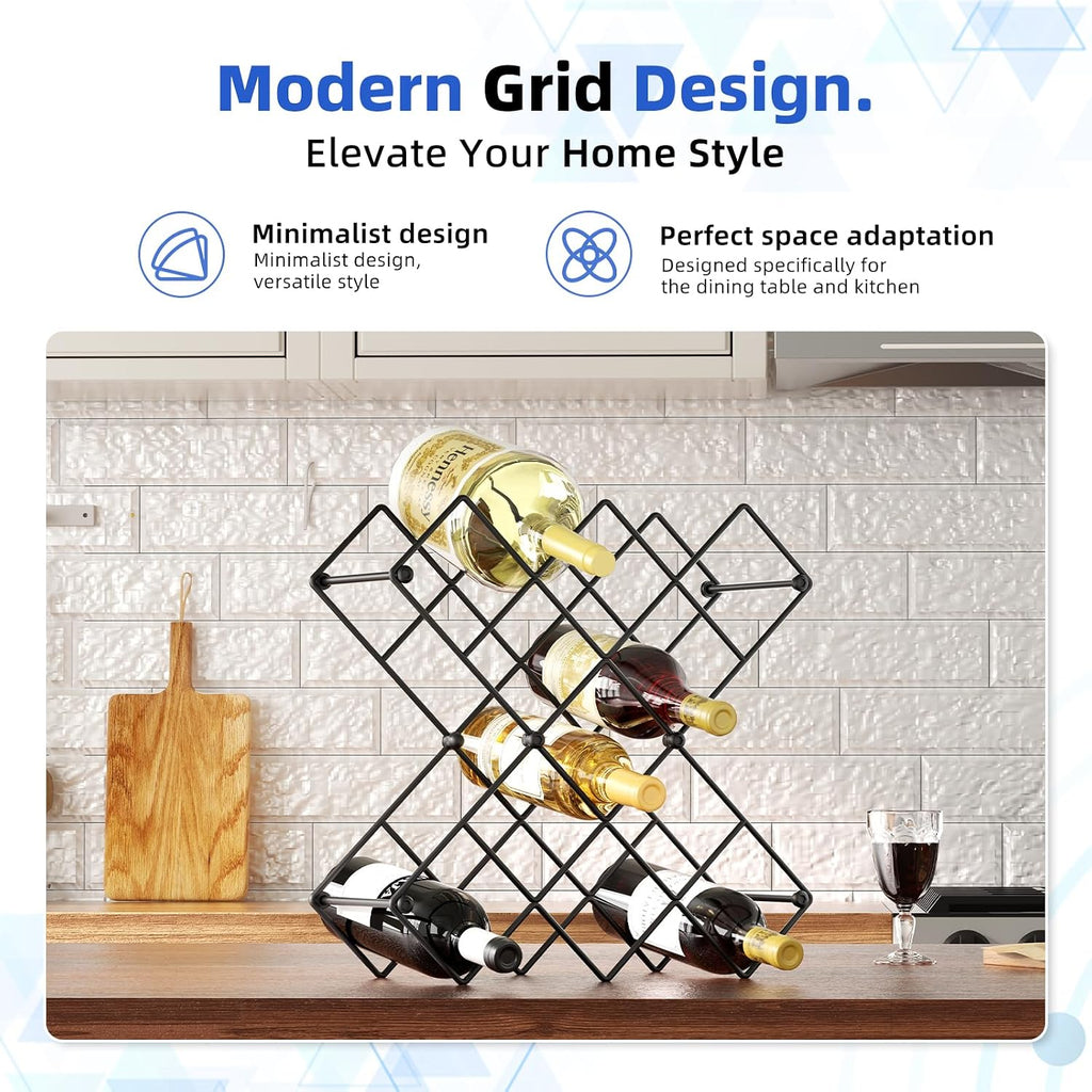 Wine Racks Countertop - 13 Bottles Wine Bottle Holder - 5 Tier Metal Small Wine Rack for Cabinet, Pantry,Kitchen,Bar (Black)