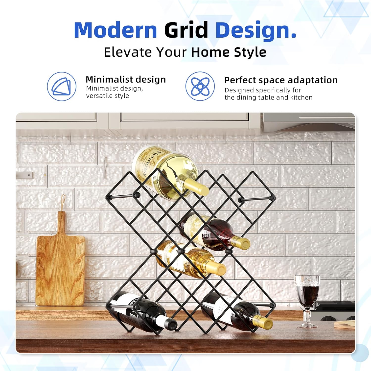 Wine Racks Countertop - 13 Bottles Wine Bottle Holder - 5 Tier Metal Small Wine Rack for Cabinet, Pantry,Kitchen,Bar (Black)