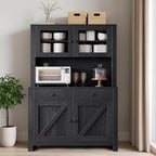 IDEALHOUSE 63" Kitchen Pantry Cabinet with Drawers, Hutch Cabinet with Storage, Microwave Stand, Adjustable Shelves, Freestanding Tall Pantry Storage for Dining Room, Living Room, Black