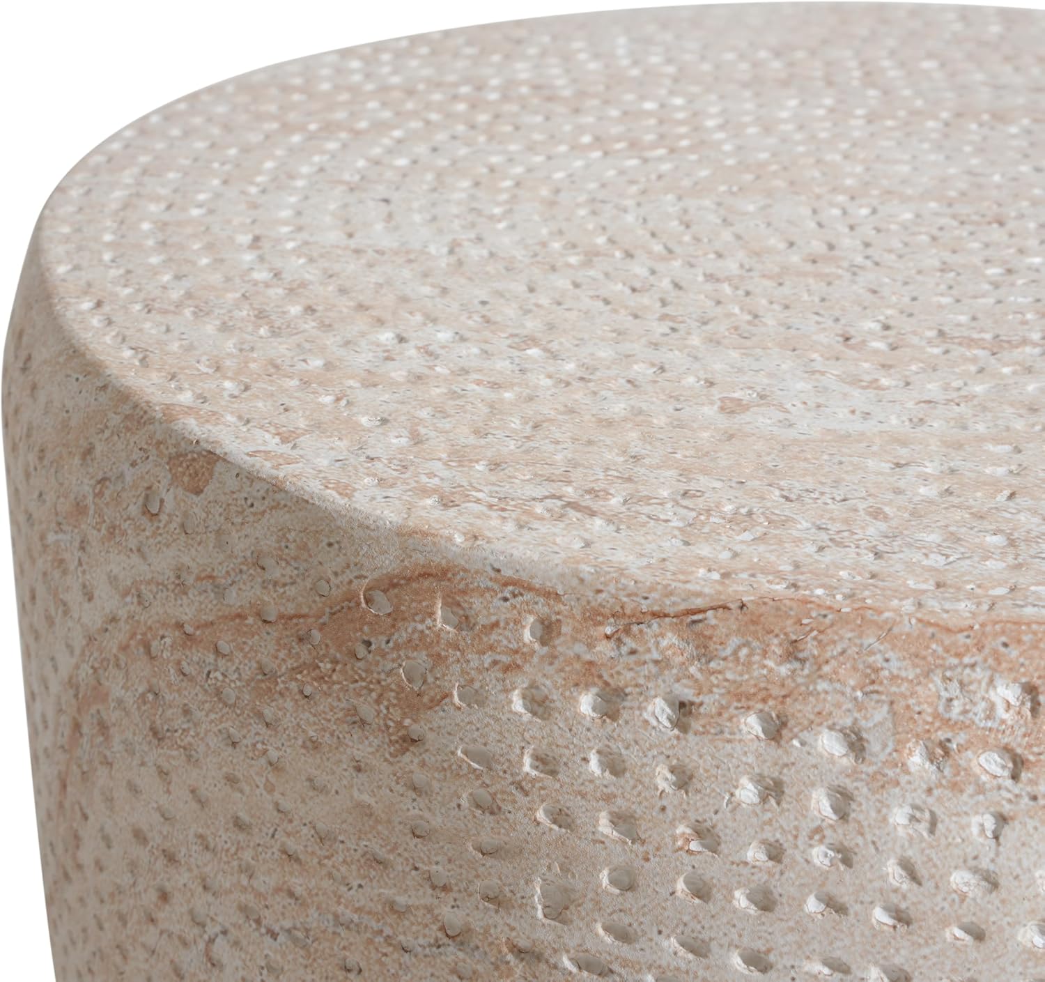 14" Lightweight Concrete Corner End Table, Retro End Table with Stable Load-Bearing Design with MGO, Decorative Accent Table No-Assembly for Indoor Outdoor, Beige