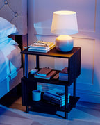 Frylr Small Side Table, End Table and Nightstand with 3-Tier Wood Shelves, Sturdy Metal Frame with 44 LBS Capacity per Shelf, Easy to Assemble for Living Room or Bedroom,Black