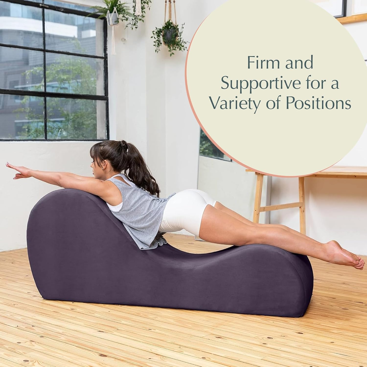 Avana Sleek Chaise Lounge for Yoga - Made in The USA - Great for Stretching, Relaxation, Exercise & More, 60D x 18W x 26H Inch, Black