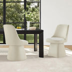 KISLOT Swivel Dining Chairs Set of 2, Upholstered Mid Century Modern Deskchair with High Back, Faux Leather Kitchen Chairs for Dining Room, Bedroom, Dressing Room, Cream