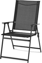 Set of 2 Outdoor Patio Steel Sling Folding Chair, Beige (Color : Black)