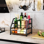 HapiRm Liquor Bottle Display Shelf - 3-Tier Stepped Liquor Cabinet Bar with Protective Fence, Countertop Wine Rack for Home