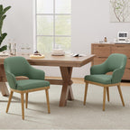 MALOL Wooden Dining Chairs Set of 2, Modern Fabric Upholstered Dining Room Chair, Kitchen Side Chairs, Farmhouse Dinner Chair with Open Back for Kitchen, Green