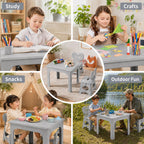 UNICOO Foldable Table and Chair Set, Height Adjustable Portable Activity Table with 2 Folding Chairs, Indoor Outdoor Kids Adults Table Set for Study, Crafts, Camping, Picnic, Snacks, Small Spaces