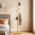 Sturdy Metal Coat rack Tree – Anti-Tip Design with 8 Hooks, Perfect for Home, Dorm, or Office Organization (gold)