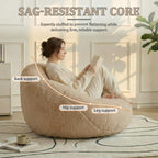 MOJAY Bean Bag Chair for Adults, Floral Shaped Bean Bags, Deep Sink-in Breathable Memory Foam Teen Bean Bag Chair, Easy to Clean Faux Fur Bean Bag Sofa, Comfy Chair for Living Room & Dorm (Camel)