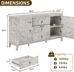 LUXOAK 60'' High Gloss Burl Wood Buffet Sideboard, Storage Cabinet with 3 Drawers & 2 Closed Cabinets, Modern Buffet Table for Dining Room,Living Room, Grey