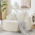 55in Round Chaise Longue Chair Indoor Modern Oversize Upholstered Deep Seat Circle Single Cloud Lounge Floor Sofa Bed with Pillow for Living Room Bedroom Apartment (Beige)