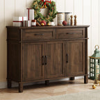 ONBRILL 48 Inch Buffet Cabinet with Storage, Farmhouse Sideboard Buffet w/2 Drawers and 3 Doors, Wood Coffee Bar Cabinet with Adjustable Shelves, Sideboard Storage for Kitchen, Living Room, Walnut