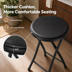 Folding Stool - Backless 24-Inch Stool with 240lb Capacity for Kitchen or Rec Room - Portable Indoor Counter Bar Stools (Black)