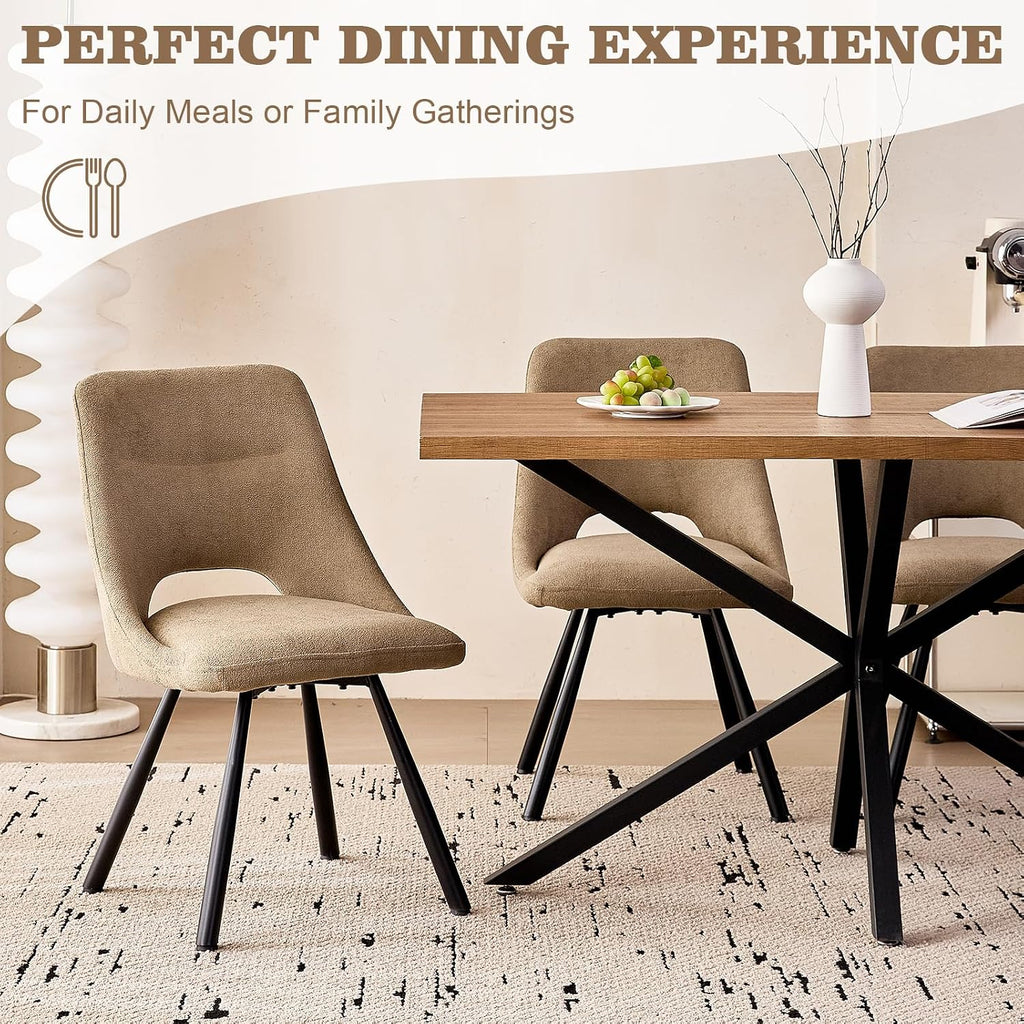 Dining Chairs Set of 4, Modern Boucle Upholstered Kitchen Chairs [Cut-Out Design] for Dining Living Room Restaurant