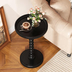 Yusong Round Side Table, Drink Table for Small Spaces, Mid-Century Accent End Table Nightstand Bedside Table for Living Room, Bedroom, Corners, and Office, Black