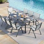 Set of 2 Outdoor Patio Chairs with Lightweight Frame & 100° Adjustable Back, Aluminum Sling Back Dining Chairs with Extra Wide Seat and Armrest for Garden Camping Beach Deck Poolside