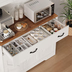 Pantry Cabinet with Charging Station,71'' Kitchen Pantry Cabinet with Microwave Shelf,Farmhouse Kitchen Hutch with Drawers,Door Shelves,Adjustable Shelves,for Dining Room,Living Room,White