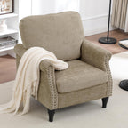 Accent Chair for Living Room, Modern Mid Century Reading Chair Armchair High Back Upholstered Armchair with Wooden Legs for Living Room Bedroom Office (Brown, 1PCS)