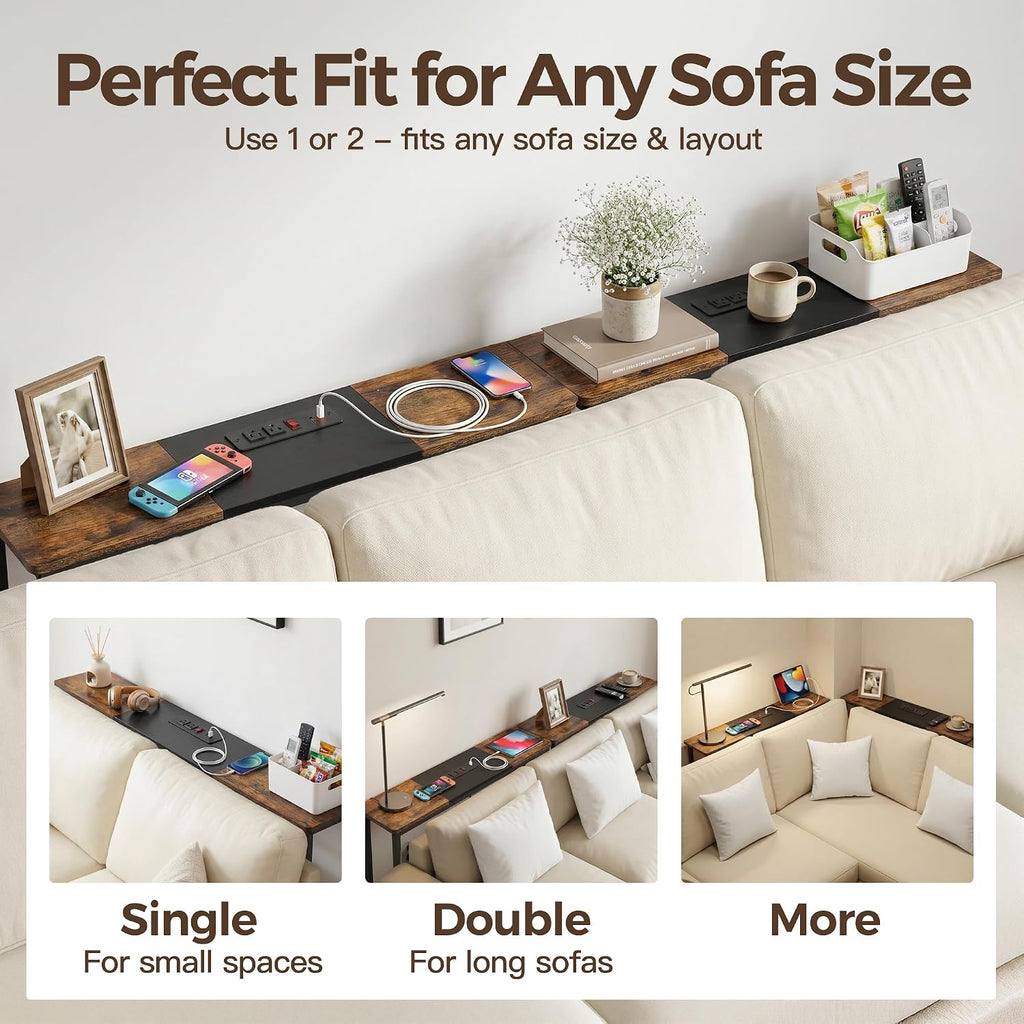 8.6" Narrow Console Table Behind Couch, 39.7” L x 32.3” H, Slim Sofa Table with Fast Charging Station for Small Spaces, Skinny Entryway & Hallway Table, Easy Assembly