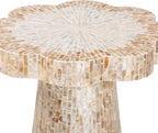 Bali & pari Beile Capiz Shell Pedestal End Table - Mother of Pearl Scalloped Accent Table with Textured Inlay Surface for Living Room or Lounge Space