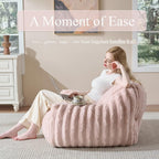 Giant Plush Bean Bag Chair for Adults with Armrests,Oversized Comfy Beanbag Lounge Lazy Floor Sofa Chair for Game Room,Living Room,Bedroom,Ultra Soft Mini Couch-Pink